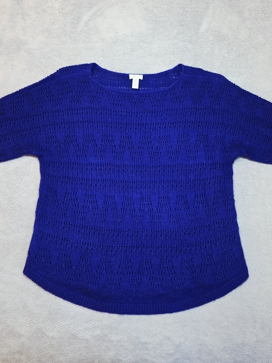 Chico's Sweaters - Chico's Sz 3 (16/XL) Cobalt Blue Pointelle Knit Dolman Sleeve Sweater